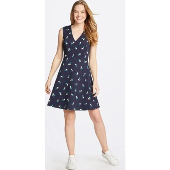 DRAPER JAMES Love Circle Sleeveless Fit & Flare Dress Size 10 Nassau Navy Floral - Picture 3 of 10